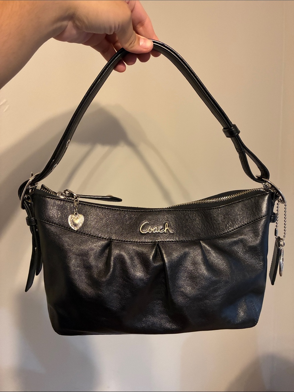 Coach Black Leather Ashely Shoulder Bag